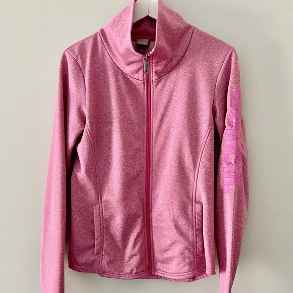 BENCH Pink Zip Up Sweatshirt with Sleeve Logo - Size M - Picture 1 of 8